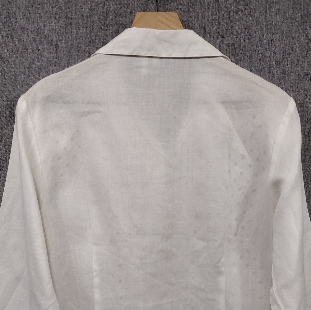 Poetic Eyelet Button Shirt Women's 12 White Pink Barbiecore Retro Casual Office - Picture 6 of 9